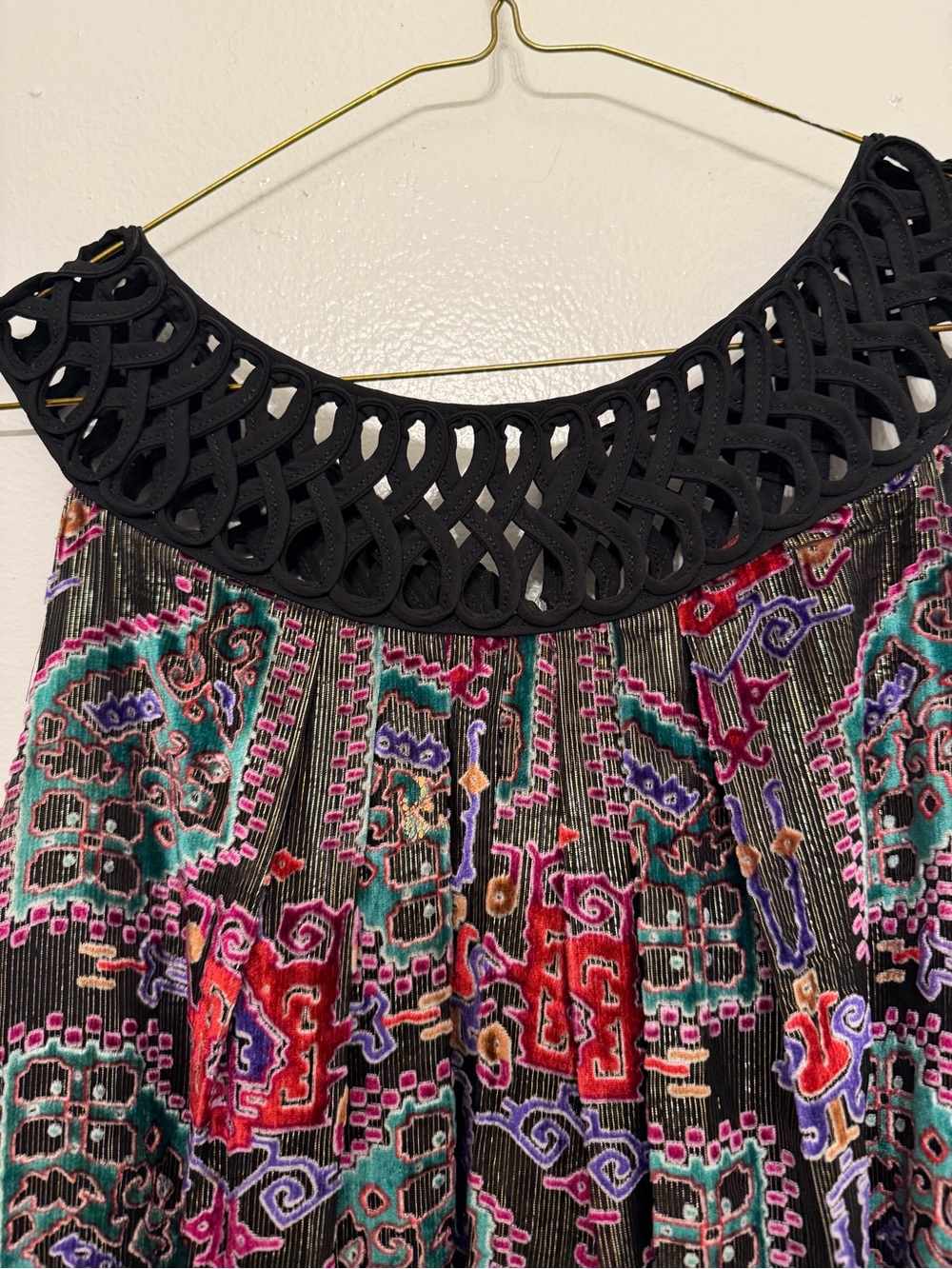 Moulinette Soeurs Anthropologie Boho Swing Mini Dress Cutout Neckline Large - Picture 2 of 6